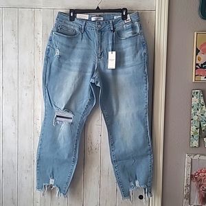 Light Wash Mid Rise Boyfriend Fit Distressed Judy Blue Jeans